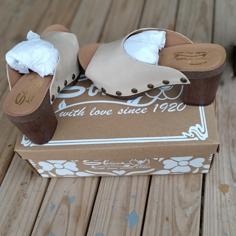 Women's Sbicca Montrose Cream Studded Mule Clog Shoes Size 7